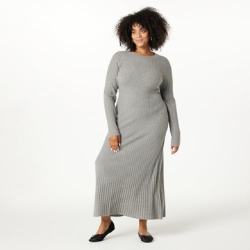 The Drop Women’s Ashlyn Ribbed Sweater Maxi Dress, Heather Grey, XL