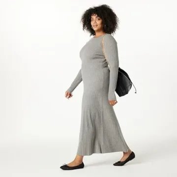 The Drop Women’s Ashlyn Ribbed Sweater Maxi Dress, Heather Grey, XL