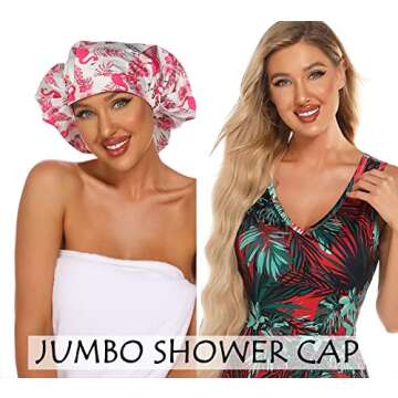 HIUMI Shower Cap - Large Waterproof Cap for Long Hair