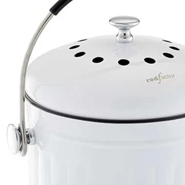 RED FACTOR Premium Compost Bin for Kitchen Countertop - Stainless Steel Food Waste Bucket with Innov...