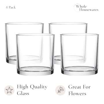 WHOLE HOUSEWARES | 5"X5" Glass Cylinder Vase | Candle Holder | Decorative Centerpiece Arrangement fo...