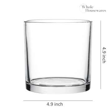 WHOLE HOUSEWARES | 5"X5" Glass Cylinder Vase | Candle Holder | Decorative Centerpiece Arrangement for Wedding Party Event Home Office Decor | Set of 4