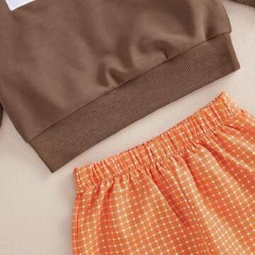 Thanksgiving Toddler Baby Boy Outfit Turkey Pumpkin Embroidered Shirt And Plaid Pants Vingate My First Thanksgivng (Tukery Pumpkin Plaid, 18-24 Months)