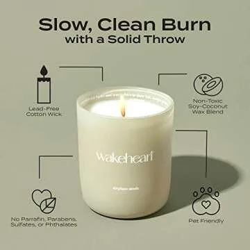 Wakeheart Airplane Mode Premium Soy Coconut Wax Candle, Non-Toxic, Highly Scented Fragrance, Notes of Fresh Lilies, Green Moss and Cedarwood Bark, Hand Poured in LA, 8oz 55 Hour Clean Burn Time