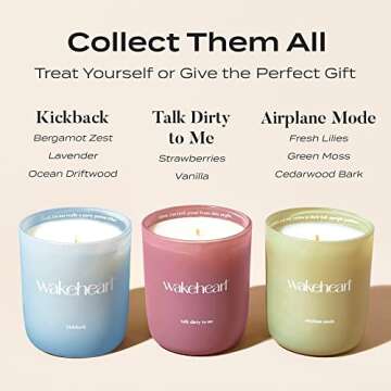 Wakeheart Airplane Mode Premium Soy Coconut Wax Candle, Non-Toxic, Highly Scented Fragrance, Notes of Fresh Lilies, Green Moss and Cedarwood Bark, Hand Poured in LA, 8oz 55 Hour Clean Burn Time