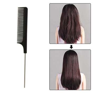 LJSLYJ Black Fine-tooth Comb Metal Pin Anti-static Hair Style Rat Tail Comb Massage Hair Styling Beauty Tools