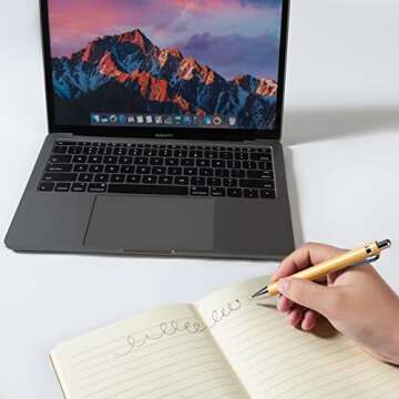 Eco-Friendly Bamboo Retractable Ballpoint Pens - 12 Pack