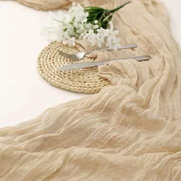 DOLOPL 13.3ft Beige Cheesecloth Table Runner for Events