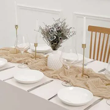 DOLOPL 13.3ft Beige Cheesecloth Table Runner for Events