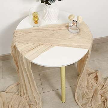 DOLOPL 13.3ft Beige Cheesecloth Table Runner for Events