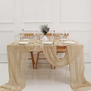 DOLOPL 13.3ft Beige Cheesecloth Table Runner for Events