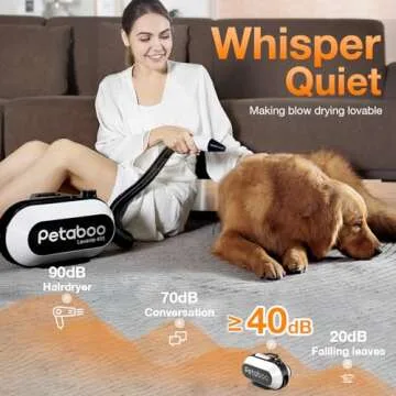 petaboo Dog Dryer for Pet Grooming, High-Velocity Force Blow Dryer, Super Quiet Dog Hair Dryer with 3 Nozzles & Adjustable Speed & 3 Temperature for Dog & Cat