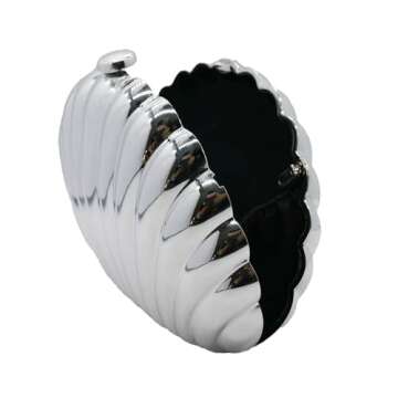 WuDiaoer Women Sparkly Acrylic Clutch Purse Seashell Evening Bag Metallic Acrylic Handbag Shiny Bride Purse for Party, Silver