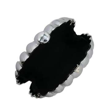 WuDiaoer Women Sparkly Acrylic Clutch Purse Seashell Evening Bag Metallic Acrylic Handbag Shiny Bride Purse for Party, Silver