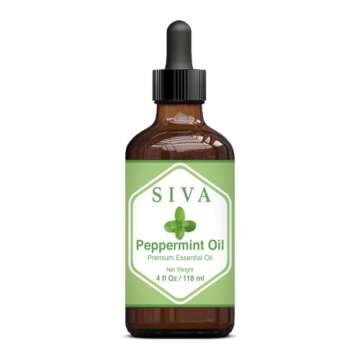 SIVA Peppermint Essential Oil - 4 Fl Oz – Natural Peppermint Oil - for Diffuser, Face, Skin Care, Aromatherapy, Hair Care, Scalp and Body Massage - with Dropper
