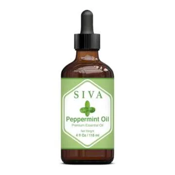 SIVA Peppermint Essential Oil - 4 Fl Oz – Natural Peppermint Oil - for Diffuser, Face, Skin Care, Aromatherapy, Hair Care, Scalp and Body Massage - with Dropper