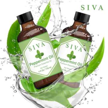 SIVA Peppermint Essential Oil - 4 Fl Oz – Natural Peppermint Oil - for Diffuser, Face, Skin Care, Aromatherapy, Hair Care, Scalp and Body Massage - with Dropper