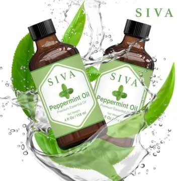 SIVA Peppermint Essential Oil - 4 Fl Oz – Natural Peppermint Oil - for Diffuser, Face, Skin Care, Aromatherapy, Hair Care, Scalp and Body Massage - with Dropper