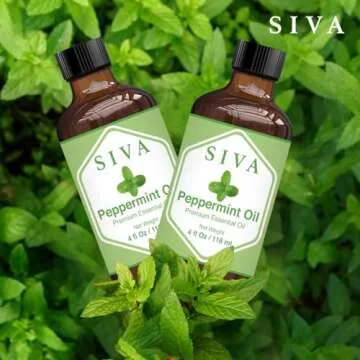 SIVA Peppermint Essential Oil - 4 Fl Oz – Natural Peppermint Oil - for Diffuser, Face, Skin Care, Aromatherapy, Hair Care, Scalp and Body Massage - with Dropper