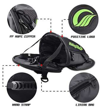 KATUR Motorcycle Backseat Tank Bag Multifunctional Waterproof PU Leather Storage Saddle Bag Motorbike Rear Seat Super Light Tail Accessories Bags -Black