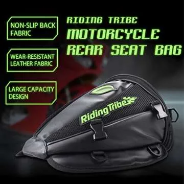 KATUR Motorcycle Backseat Tank Bag Multifunctional Waterproof PU Leather Storage Saddle Bag Motorbike Rear Seat Super Light Tail Accessories Bags -Black