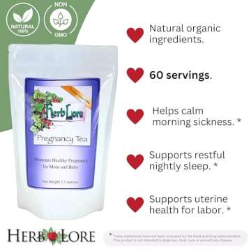 Herb Lore Pregnancy Tea - 60 Servings - First Trimester, Third Trimester Labor Prep & Postpartum Rec...