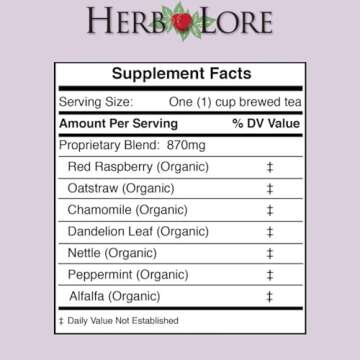 Herb Lore Pregnancy Tea - 60 Servings - First Trimester, Third Trimester Labor Prep & Postpartum Recovery Tea with Red Raspberry Leaf - Supports Occasional Morning Sickness & Sleep Issues *