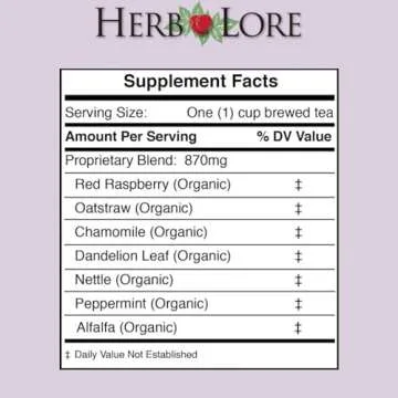 Herb Lore Pregnancy Tea - 60 Servings - First Trimester, Third Trimester Labor Prep & Postpartum Recovery Tea with Red Raspberry Leaf - Supports Occasional Morning Sickness & Sleep Issues *