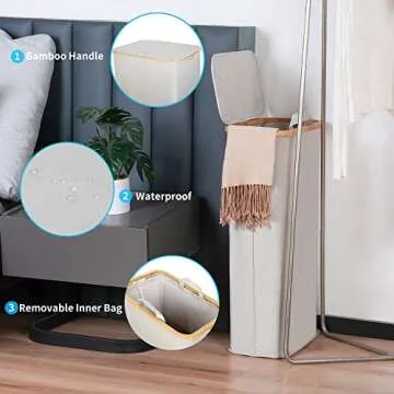 efluky Slim Laundry Basket with Removable Bag