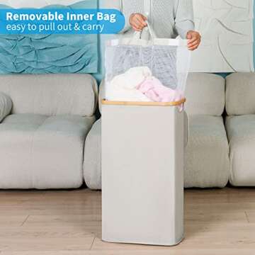 efluky Slim Laundry Basket with Removable Bag