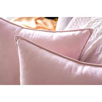Zealax 2-Pack Decorative Throw Pillow Covers Cases Comfortable Faux Suede Pillowcases for Sofa Couch Living Room Decor, 18 x 18 inches, Baby Pink
