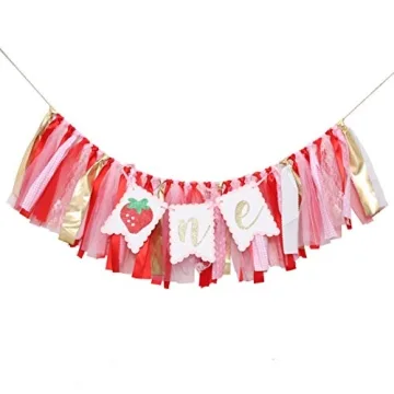 Berry Strawberry High Chair Banner for First Birthdays