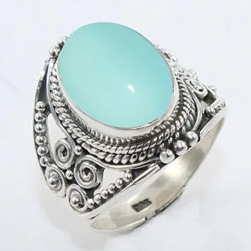 Elegant Sterling Silver Aqua Chalcedony Ring for Women