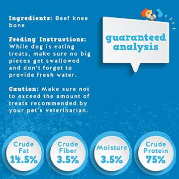 Jack&Pup Knee Bones Dog Bones (10 Pack) | Roasted Cow Bones for Dogs | Single Ingredient All Natural Long Lasting Dog Bone- Savory Smoked Beef Flavor