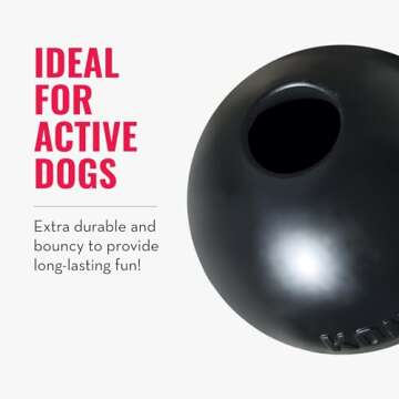 KONG Extreme Ball with Hole - Dog Fetch Toy - Durable Dog Ball Toy for Training, Interactive Playtime & More - Natural Extreme Rubber Ball for Dogs - Black - for Small Dogs