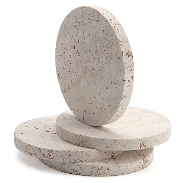 Natural Travertine Marble Coasters Set of 4 Modern Drink Protectors
