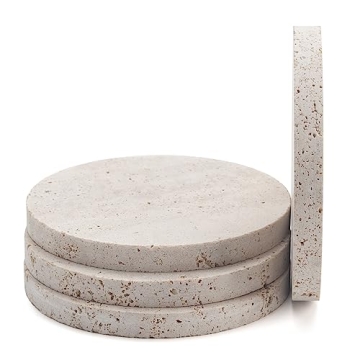 Natural Travertine Marble Coasters Set of 4 Modern Drink Protectors