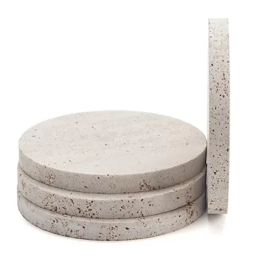 Natural Travertine Marble Coasters Set of 4 Modern Drink Protectors