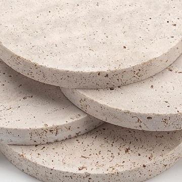Natural Travertine Marble Coasters Set of 4 Modern Drink Protectors