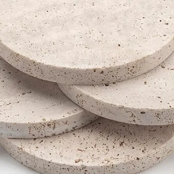 Natural Travertine Marble Coasters Set of 4 Modern Drink Protectors
