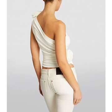 Backless Halter Crop Tops for Women Sexy One Shoulder Flower Camisole Y2k Ruffle Shirt Going Out Trendy Crop Tank Top