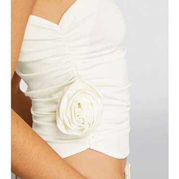 Backless Halter Crop Tops for Women Sexy One Shoulder Flower Camisole Y2k Ruffle Shirt Going Out Trendy Crop Tank Top