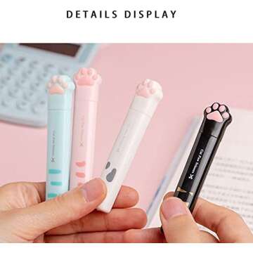 Kawaii Cat Paw Mini Portable Cute Stationery Scissors, Stainless Steel Multifunctional Folding Art Scissors for Home School Office, Teacher Student Kids Pink