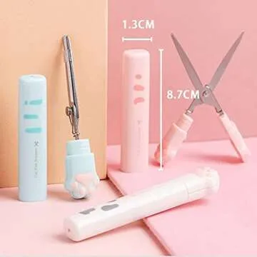 Kawaii Cat Paw Mini Portable Cute Stationery Scissors, Stainless Steel Multifunctional Folding Art Scissors for Home School Office, Teacher Student Kids Pink