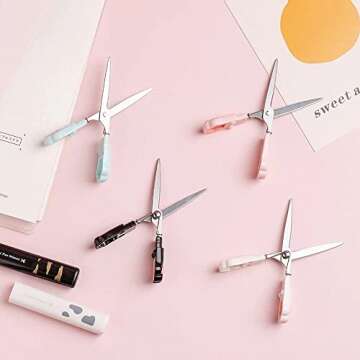 Kawaii Cat Paw Mini Portable Cute Stationery Scissors, Stainless Steel Multifunctional Folding Art Scissors for Home School Office, Teacher Student Kids Pink