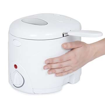 Classic Cuisine 1 Liter Cool Touch Deep Fryer with Wire Fry Basket, White