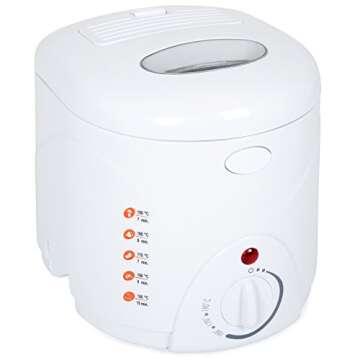 Classic Cuisine 1 Liter Cool Touch Deep Fryer with Wire Fry Basket, White