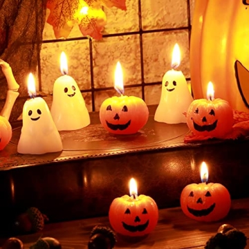 Charming 12 Pcs Halloween Ghost Pumpkin Candle Set