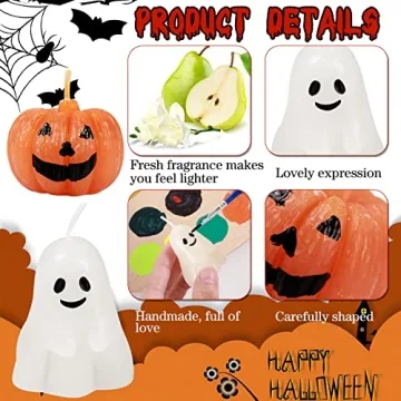 Charming 12 Pcs Halloween Ghost Pumpkin Candle Set