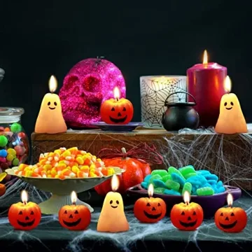Charming 12 Pcs Halloween Ghost Pumpkin Candle Set